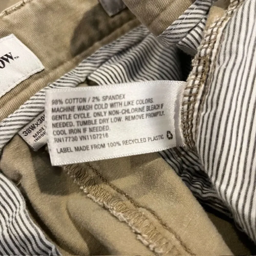 Goodfellow Hennepin Chino Athletic Khaki Beige Tan Flat‎ Front Men's Size 38x30